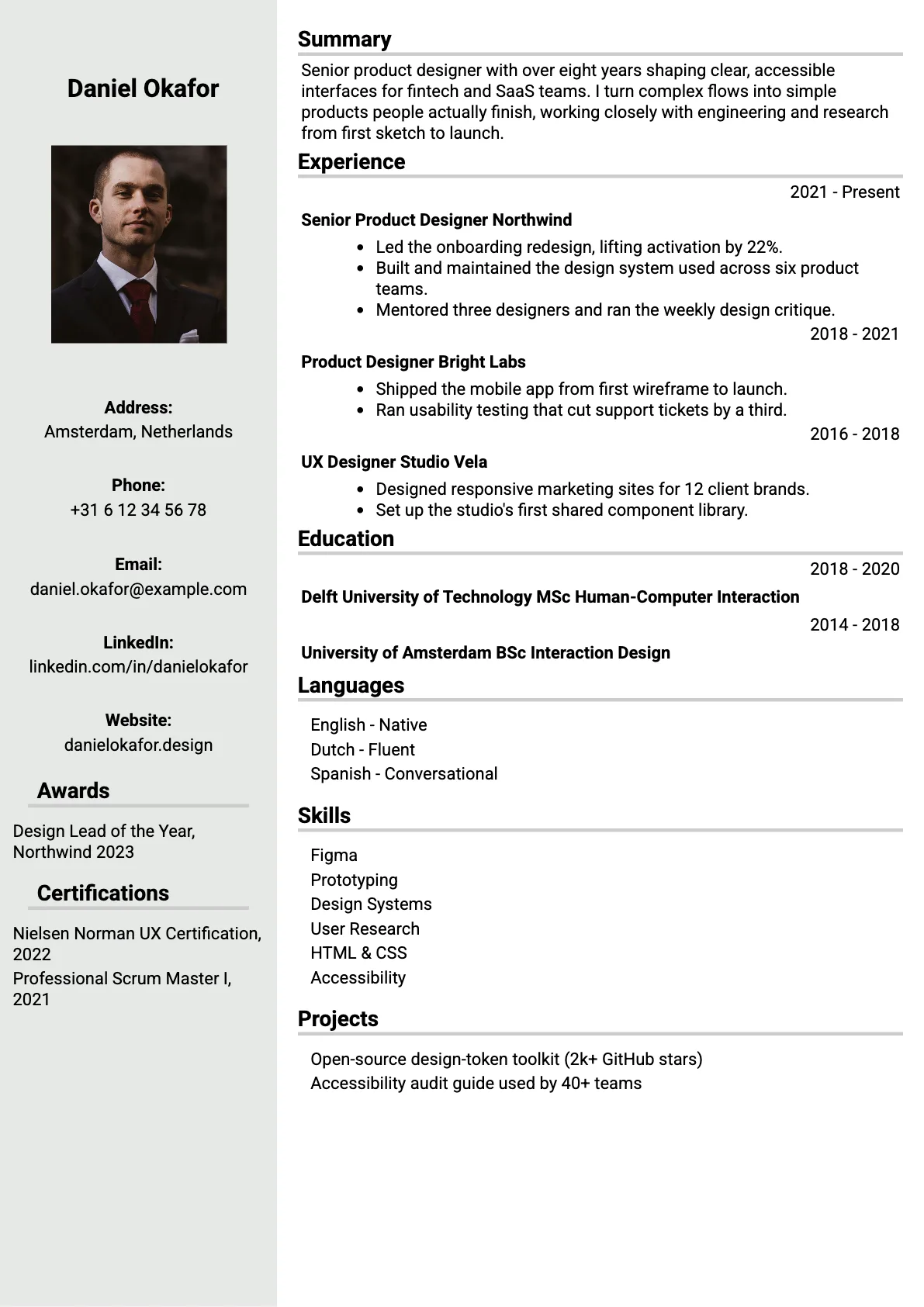 Lisbon Casual CV template