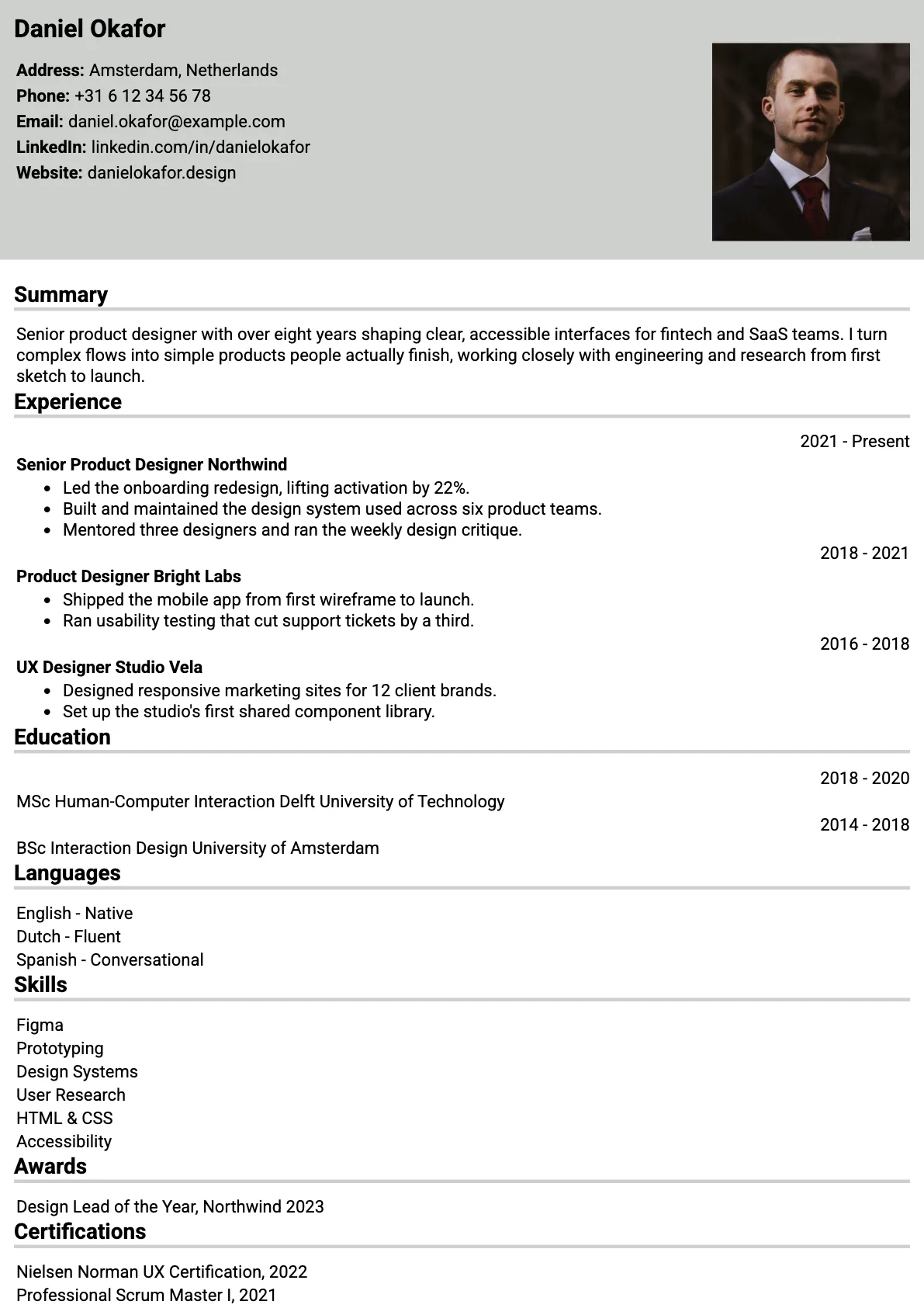 Nice Casual CV template