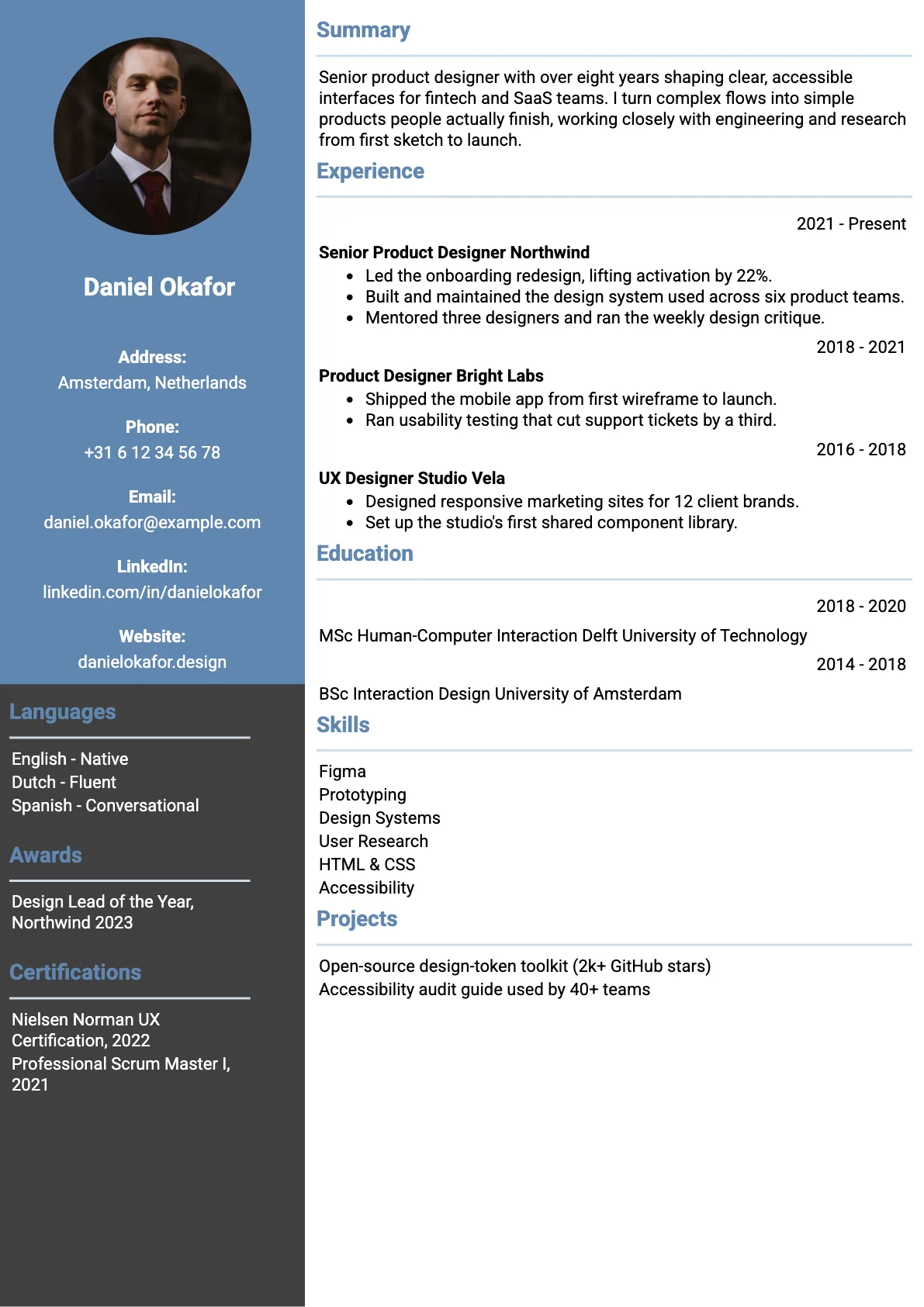Split Casual CV template