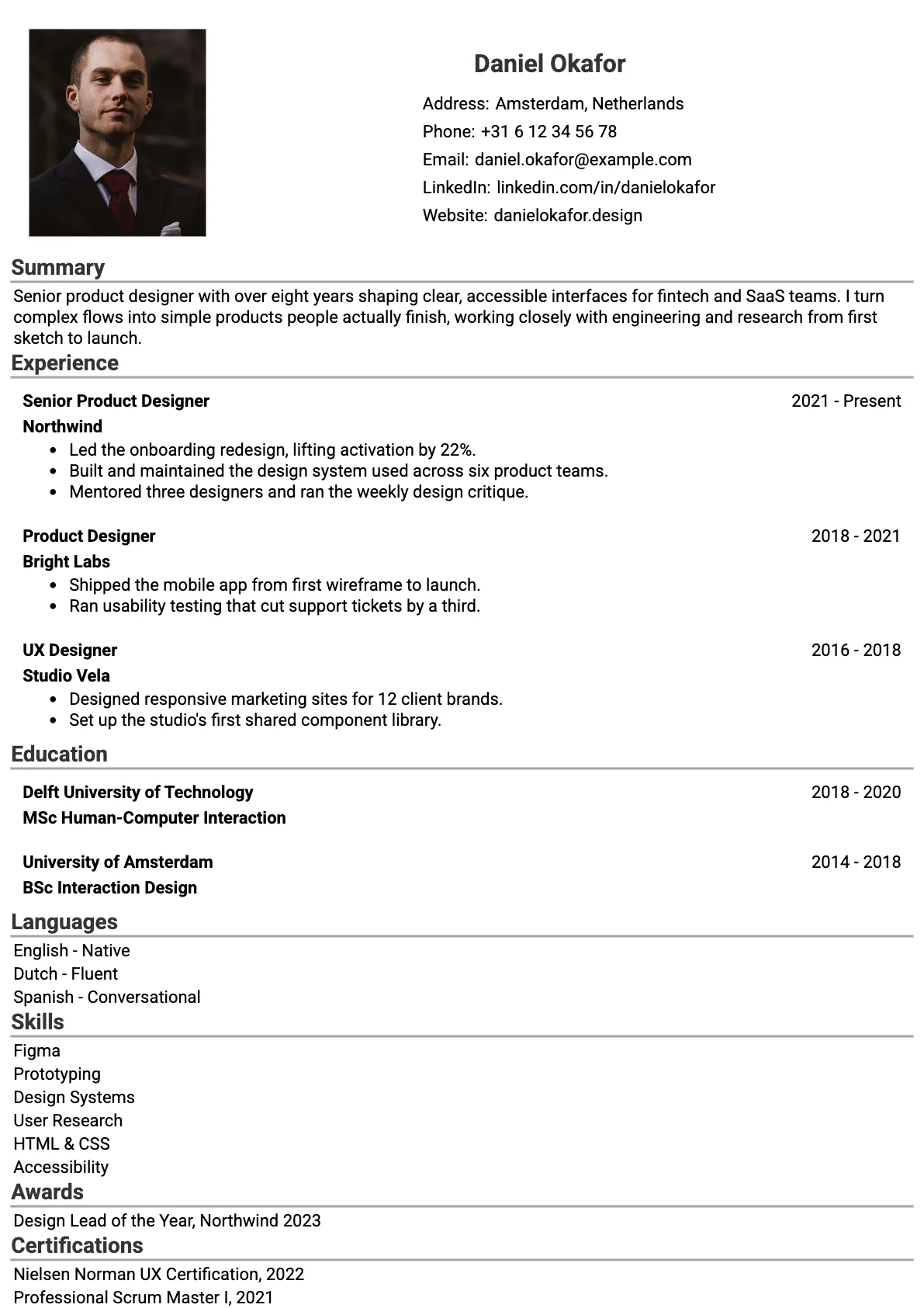 Geneva Classic CV template