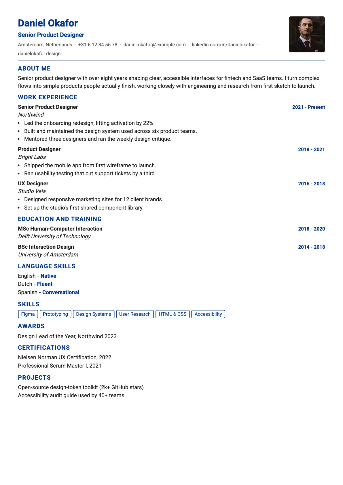 Ghent Europass CV template