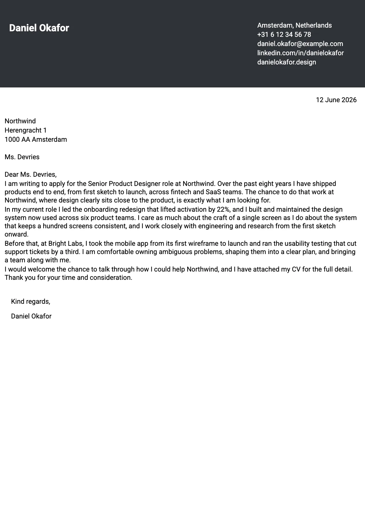 Lugano cover letter template
