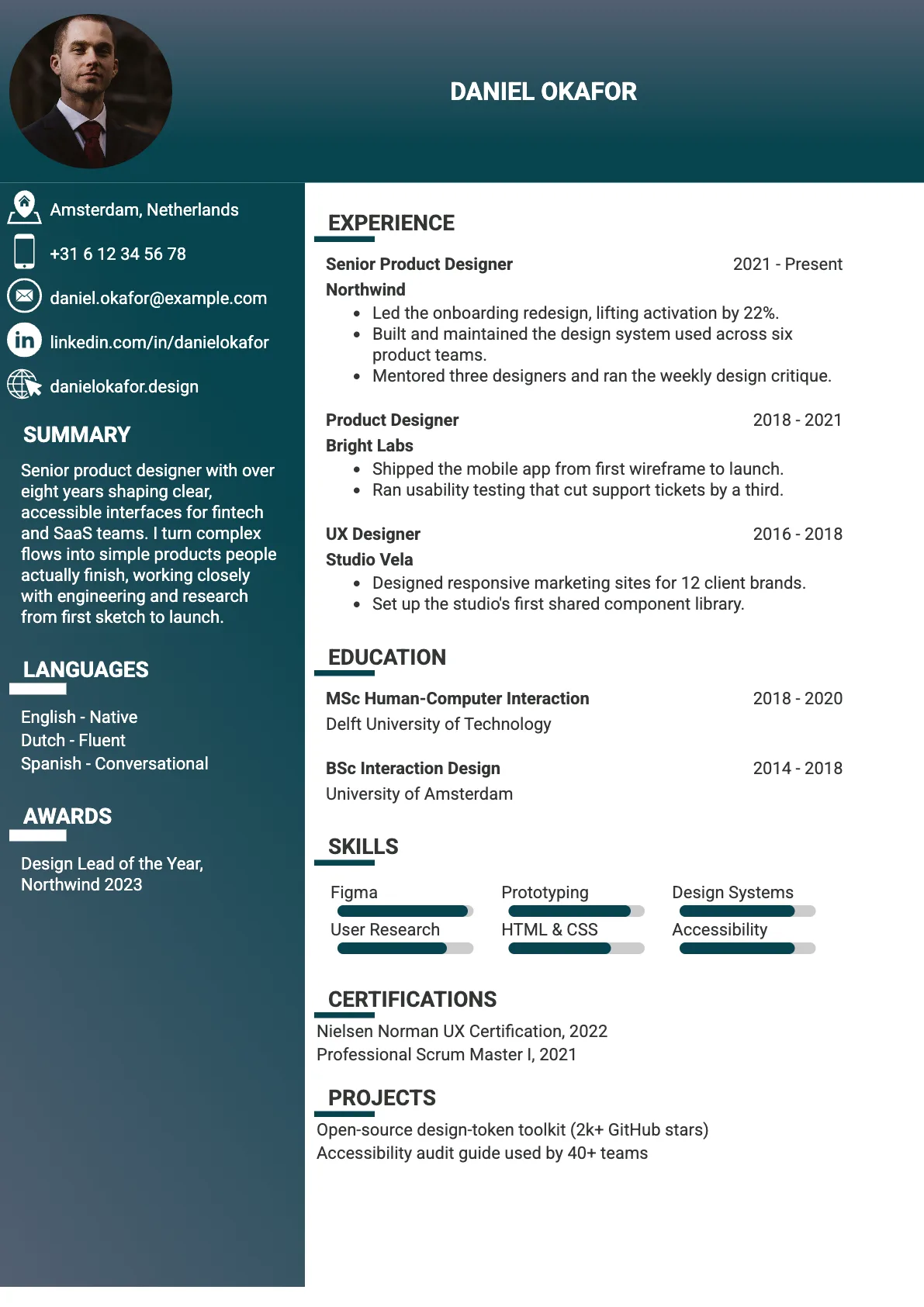 Venice Premium CV template