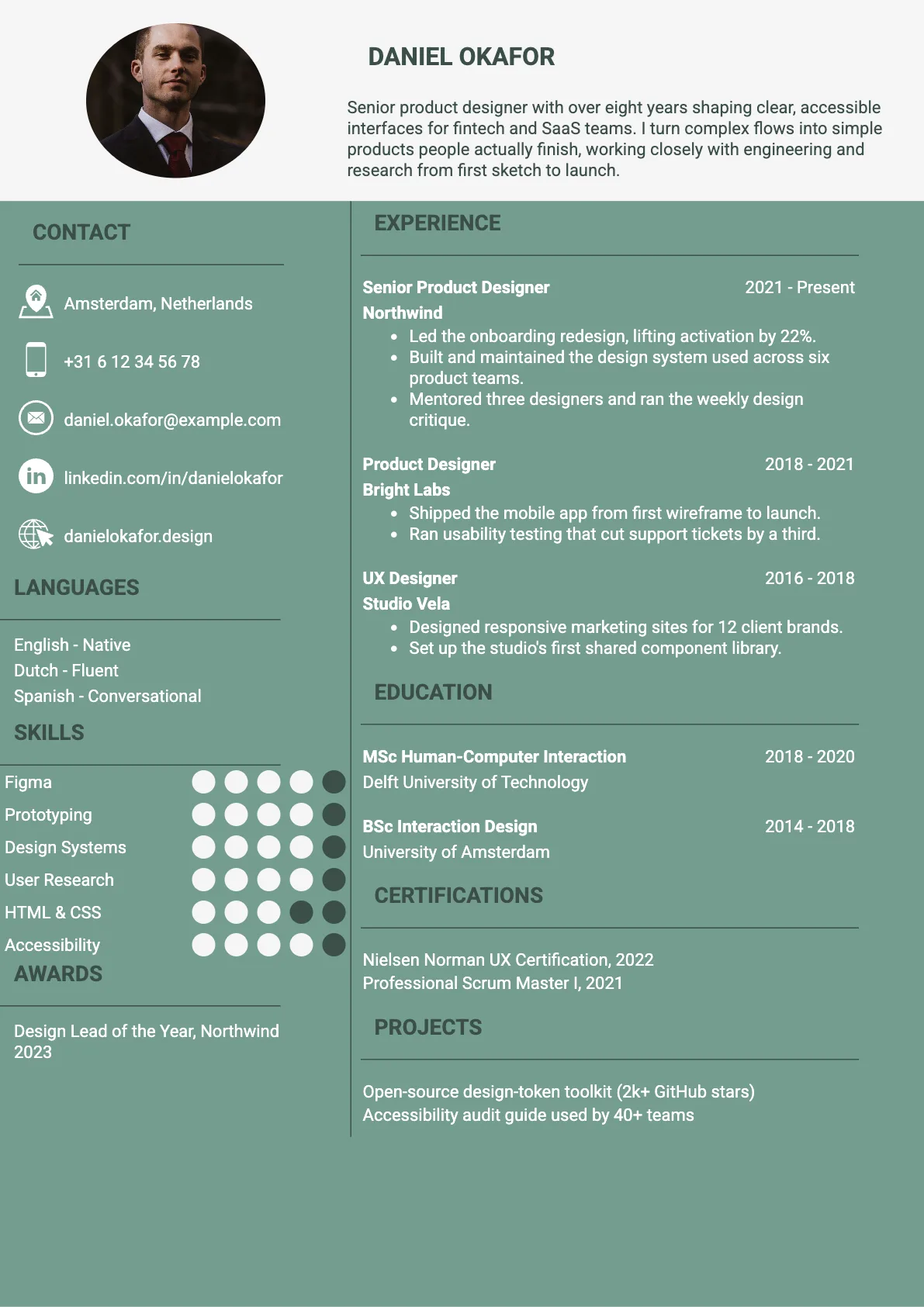 Paris Premium CV template