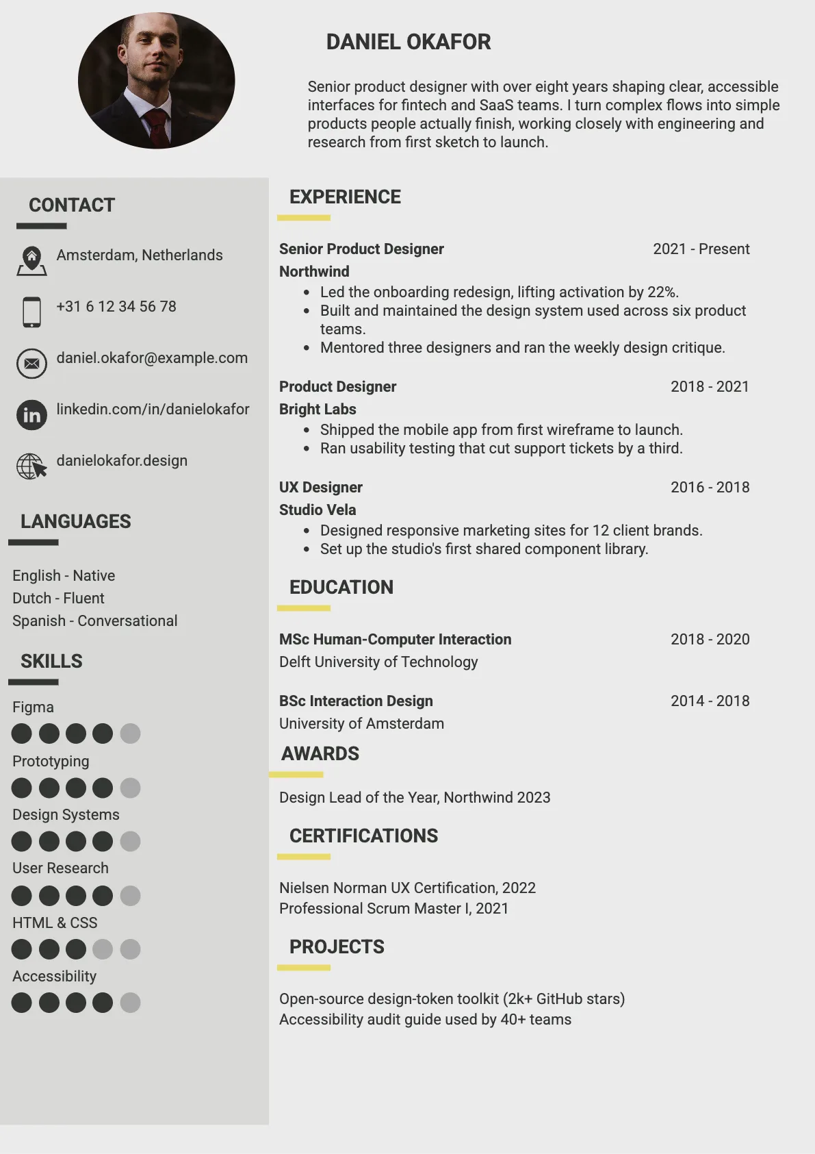 Monaco Premium CV template