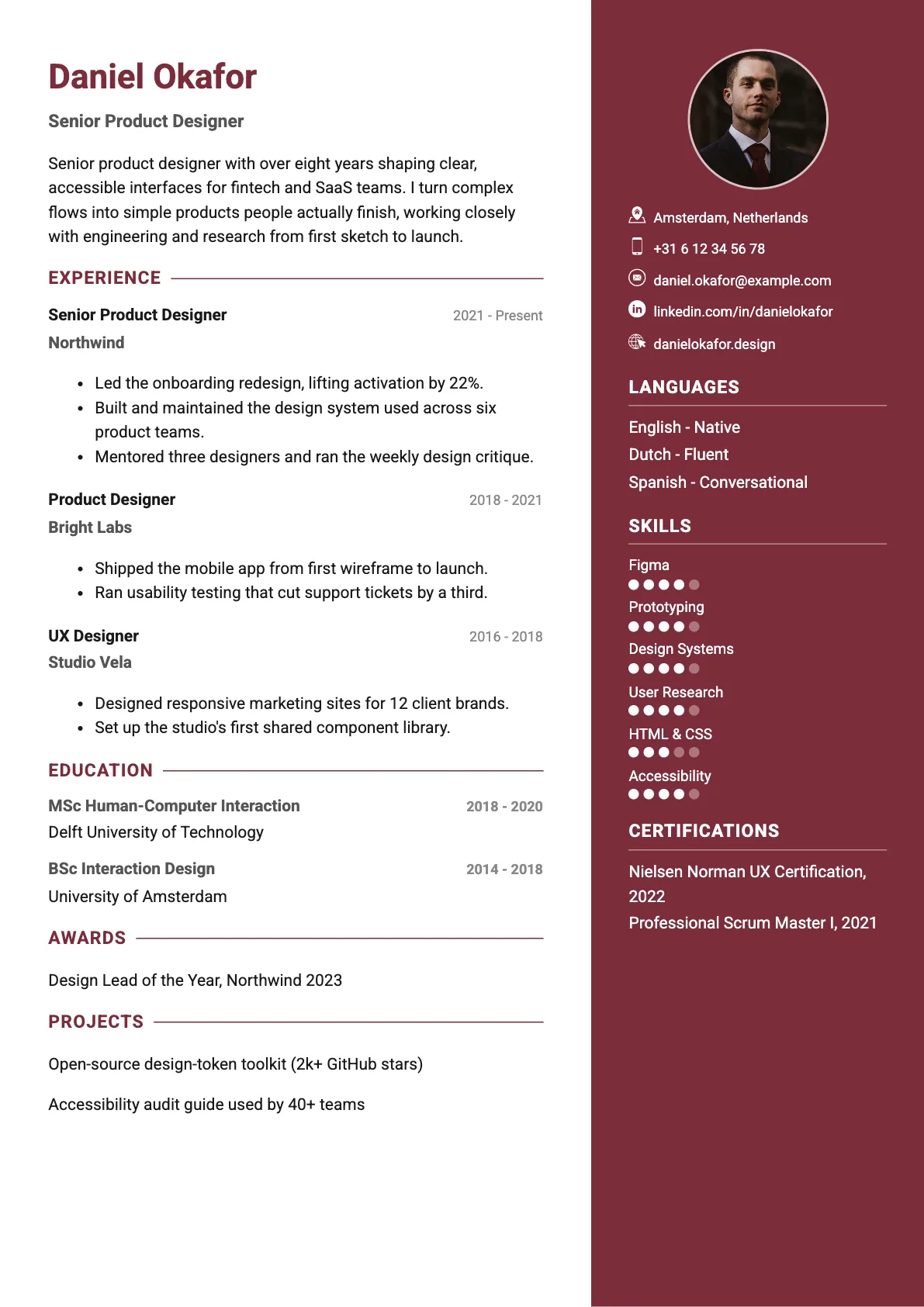 Verona Premium CV template