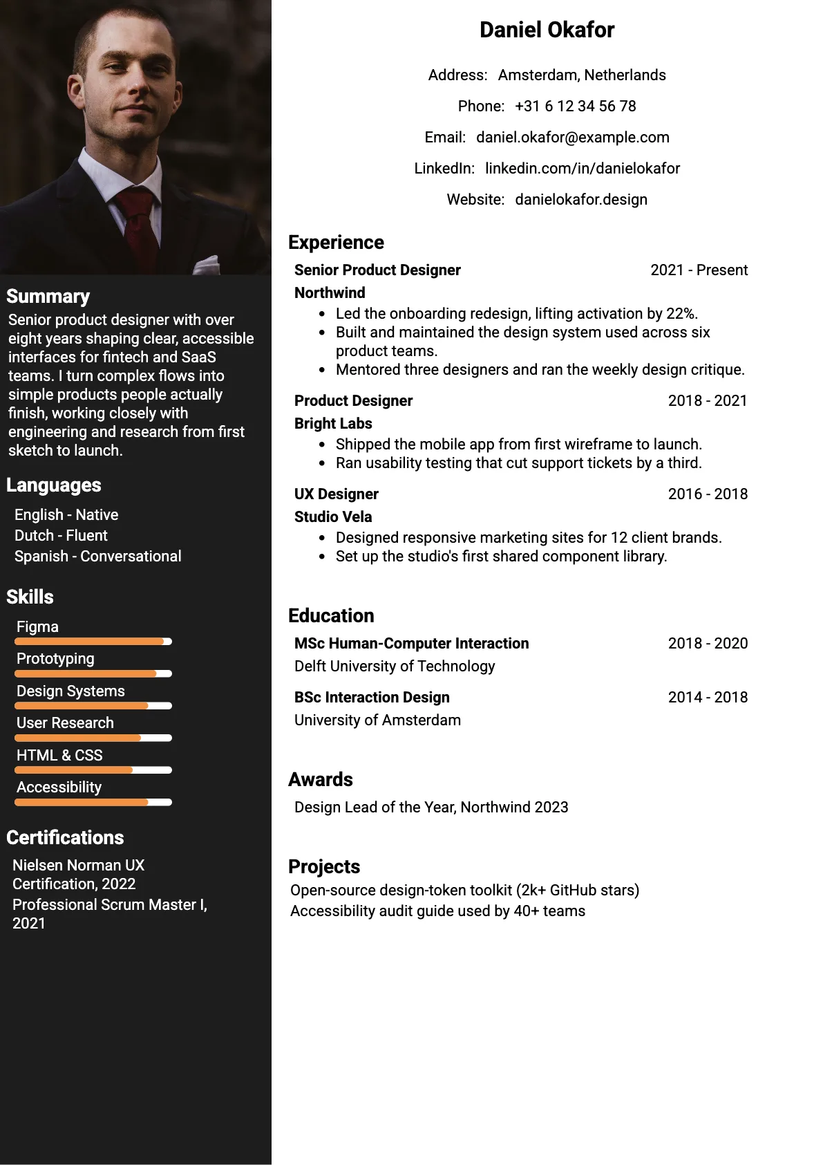 Chicago Professional CV template
