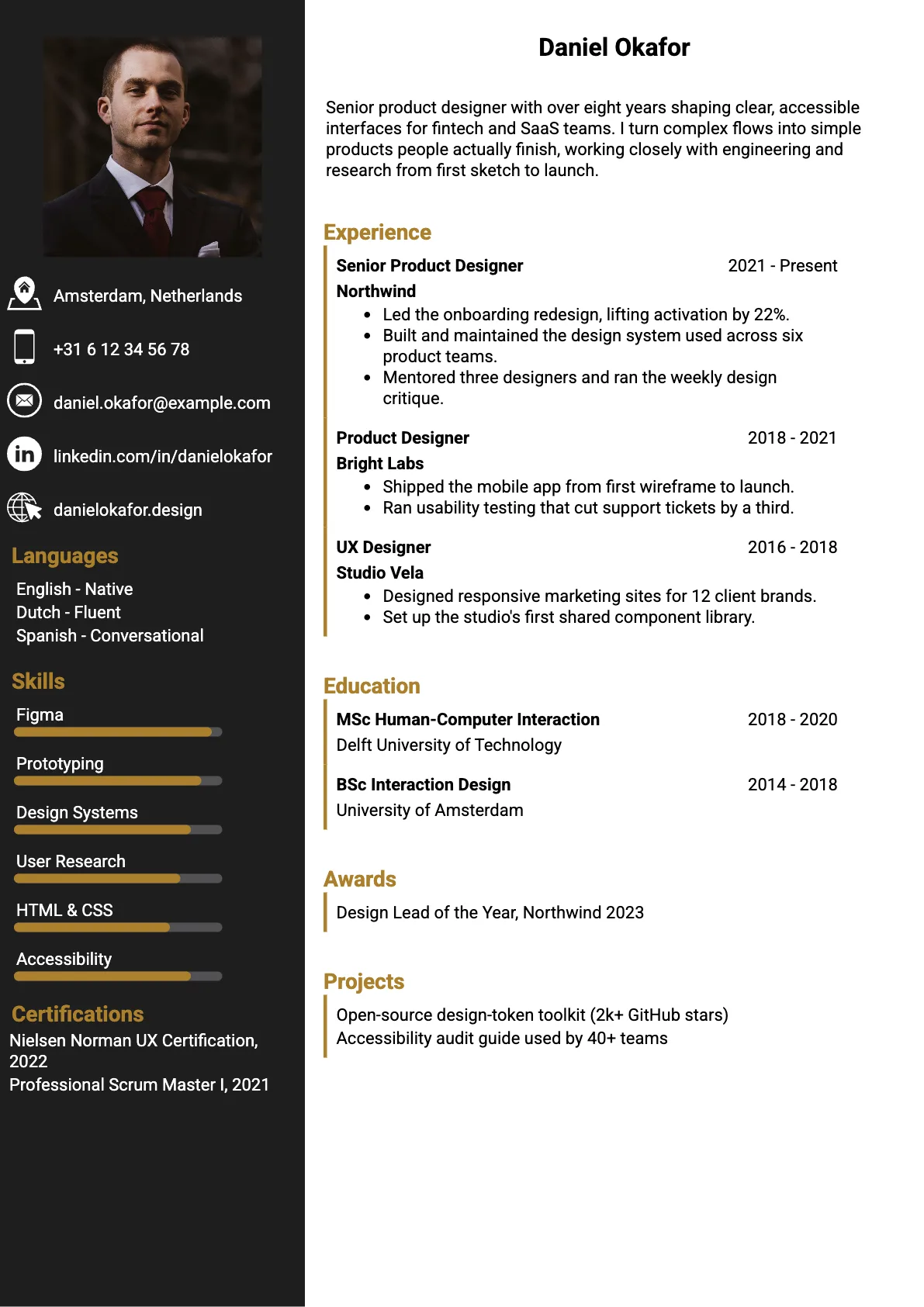 Seattle Professional CV template