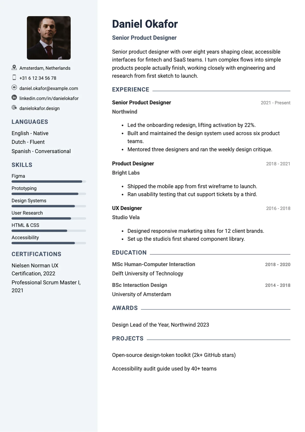 Toronto Professional CV template